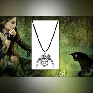 $2 PENTACLE CAT NECKLACE WITH BLACK ROPE CHAIN. $2 WITH ANY $10 ORDER OR MORE